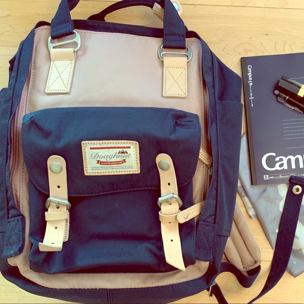 Doughnut Macaroon Backpack, Light Pink & Navy